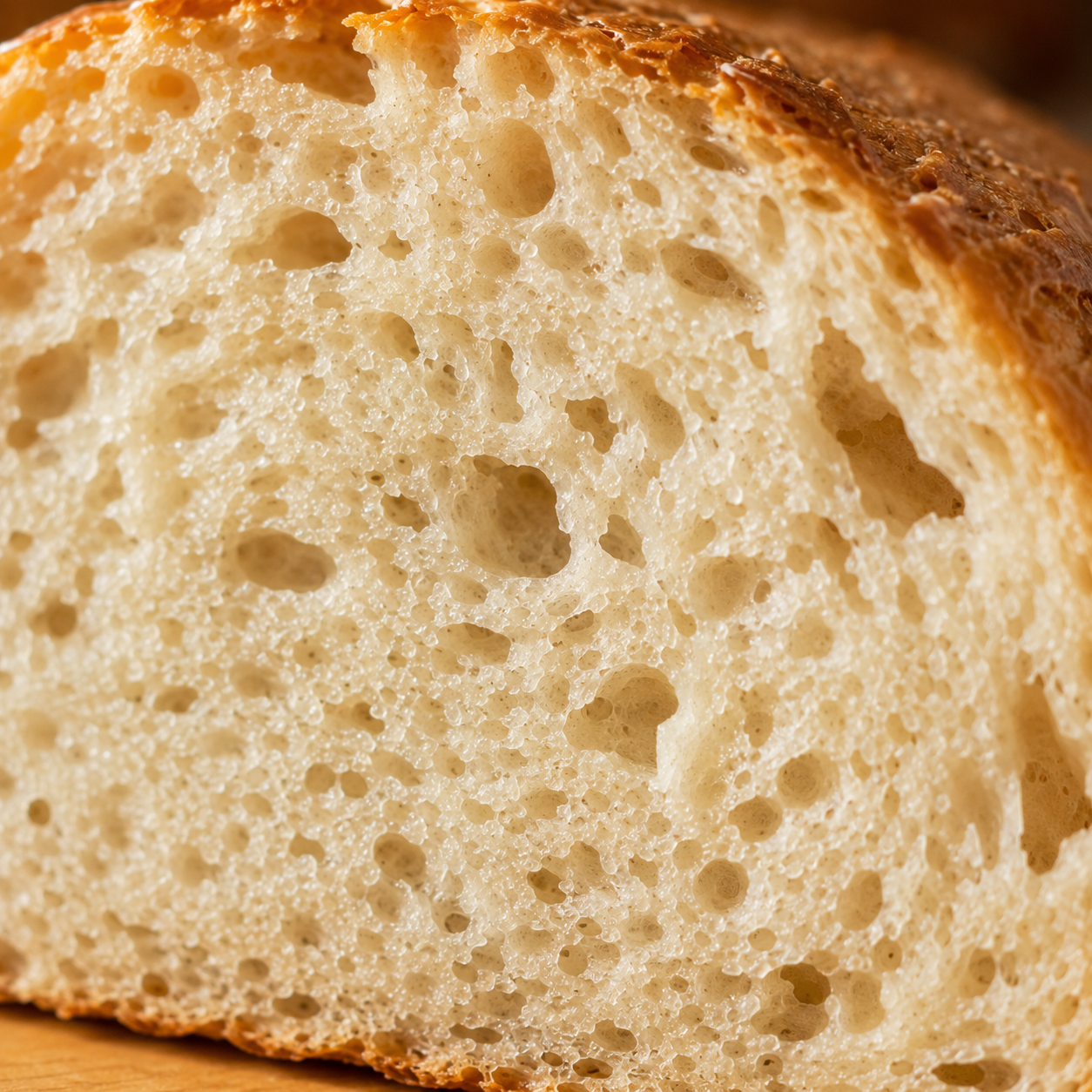 Detalle de la miga de pan sin gluten con textura agradable