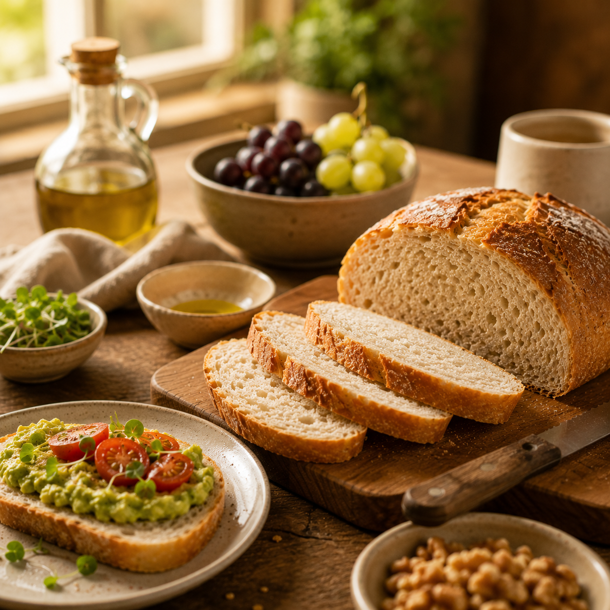Pan sin gluten servido para desayunar