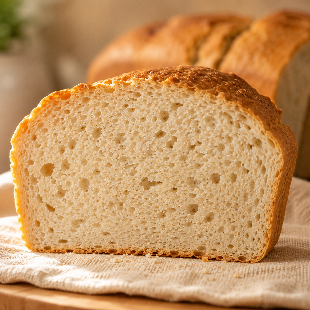 Rebanada de pan sin gluten con corte limpio